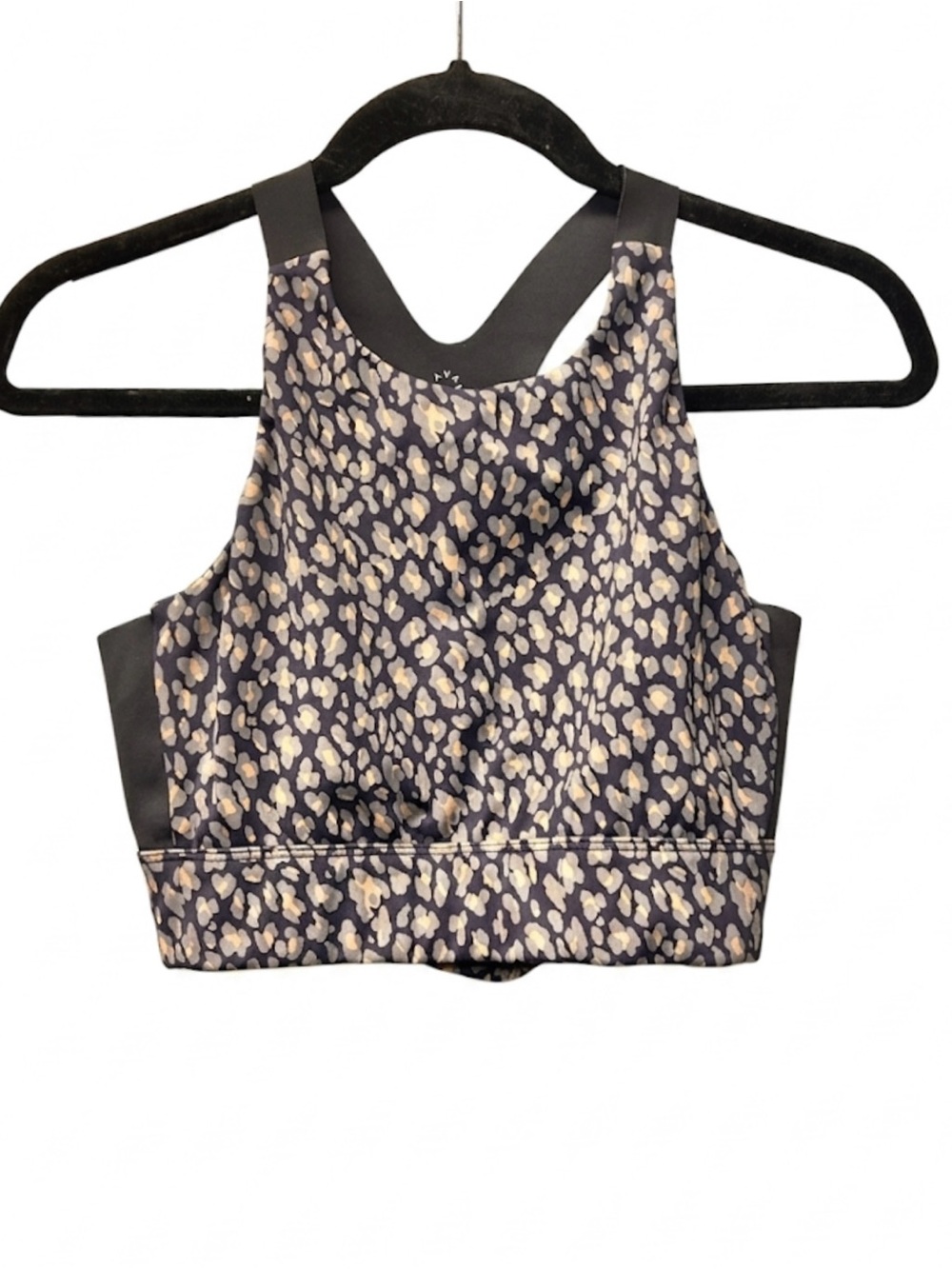 Varley M Lets Move Harris Bra Midnight Distorted Cheetah Blue Grey Longline EUC